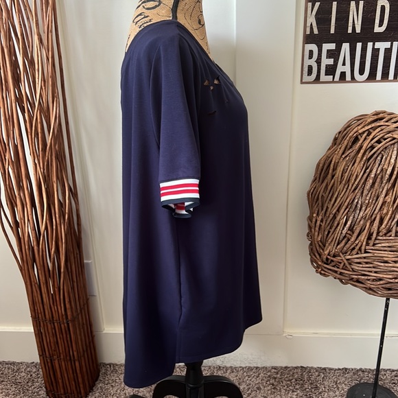 Cato Navy Red White And Blue Cold Shoulder Top - Picture 5 of 9